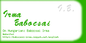 irma babocsai business card